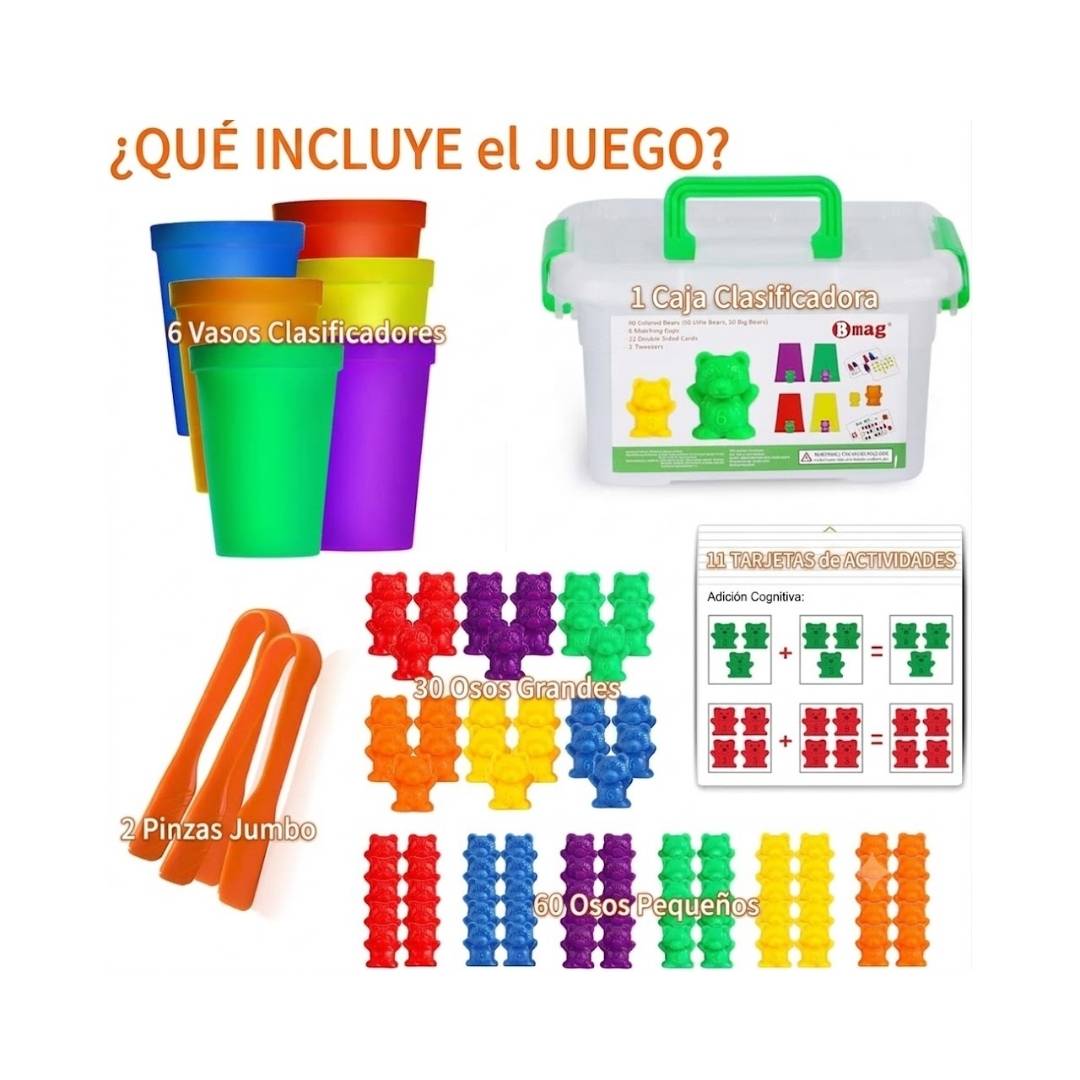 Kit de Contadores de Osos con Pinzas y Actividades - Imagen 2