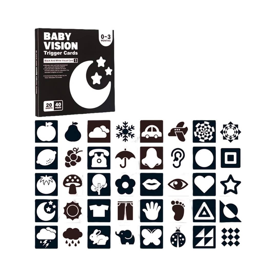 Tarjetas Bebe 0 A 3 Meses - Blanco y Negro